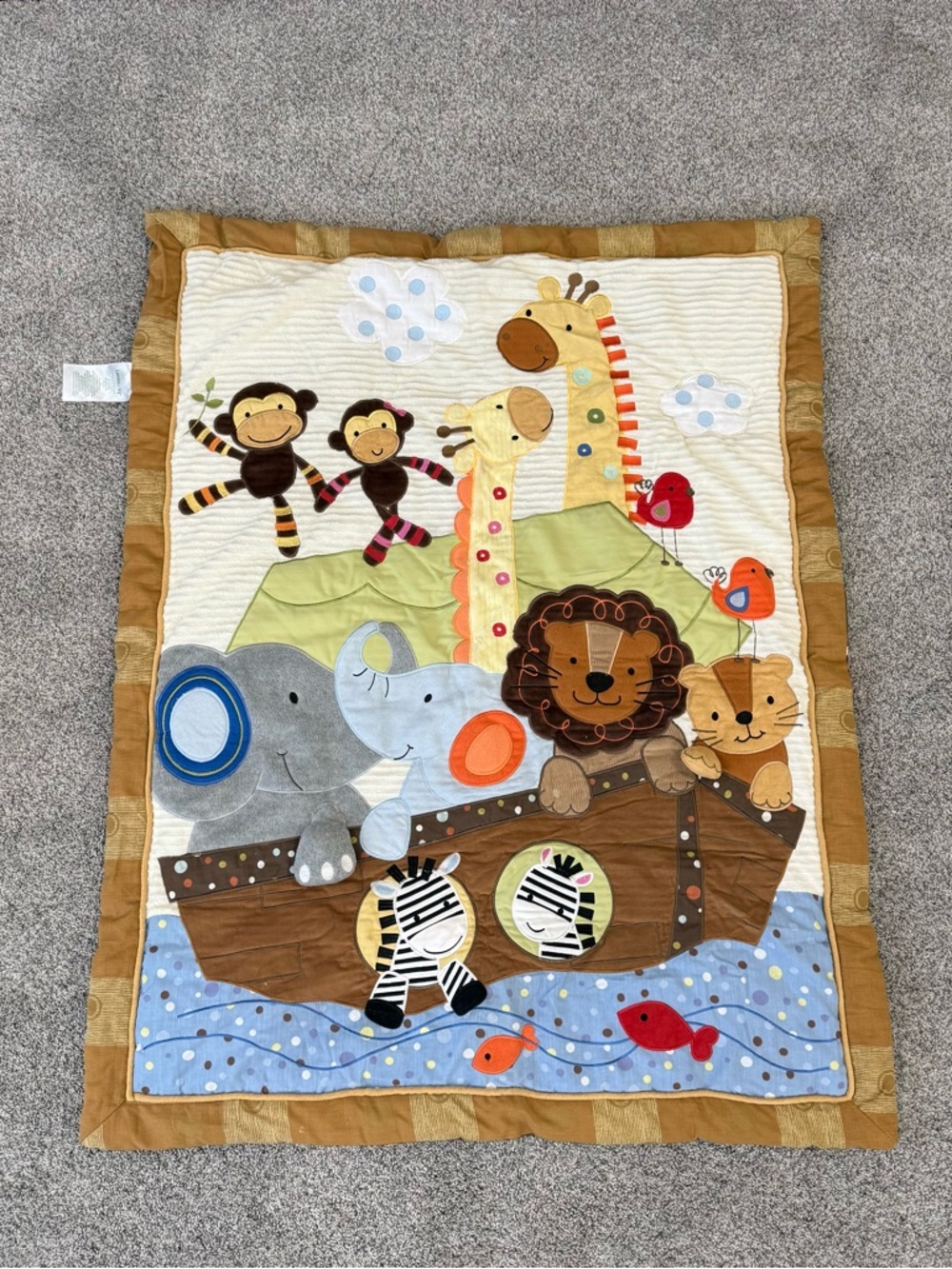 Lambs & Ivy Noah’s Arc Quilt Baby Blanket Monkeys Lions Elephants Zebras Giraffe